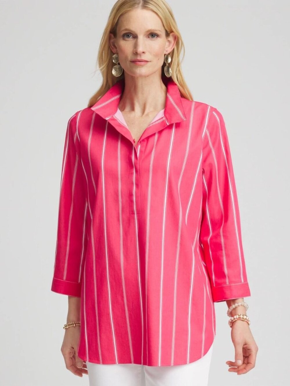 Chico's No Iron Stretch Stripe Tunic Size XL/16